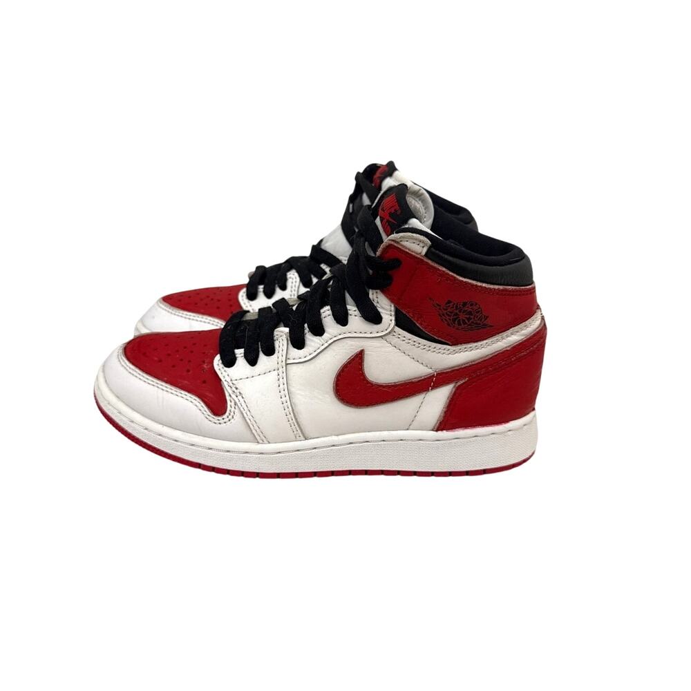 Nike Air Jordan 1 Shoes Red Black Mid Top Sneakers Size Youth 5